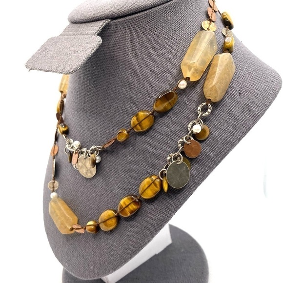 Silpada N1826 Sterling Silver Copper Charms Tiger Eye Quartz Pearl Neckl… - Picture 9 of 10